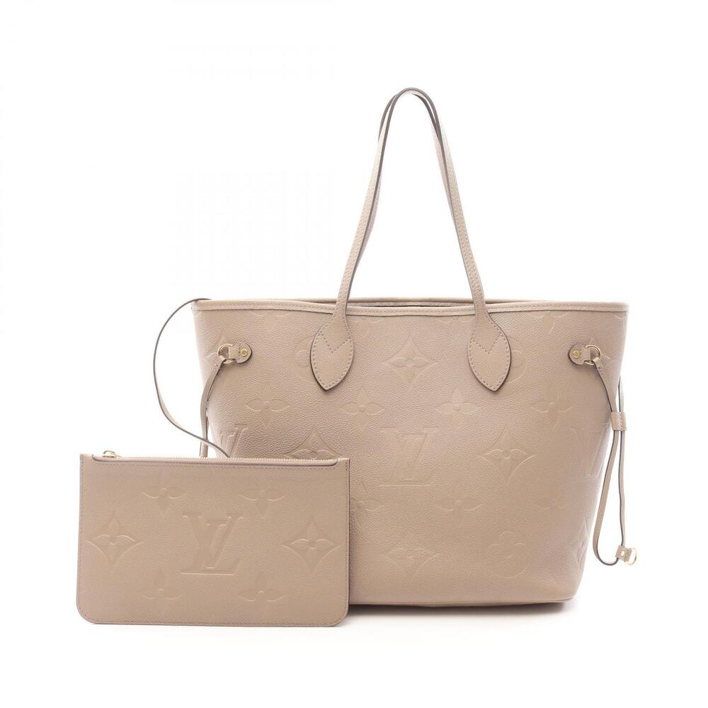 Louis Vuitton Neverfull Tote Bag Leather Empreinte Beige